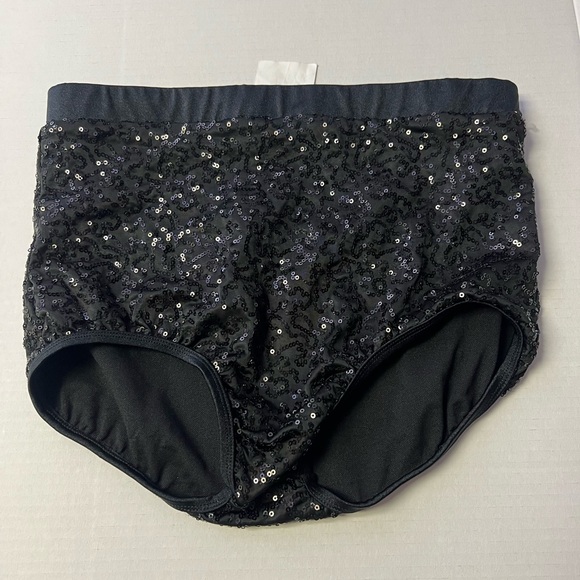 Weissman Balera Sequin Performance Dance Briefs Black NEW Size Medium Child - Picture 2 of 8